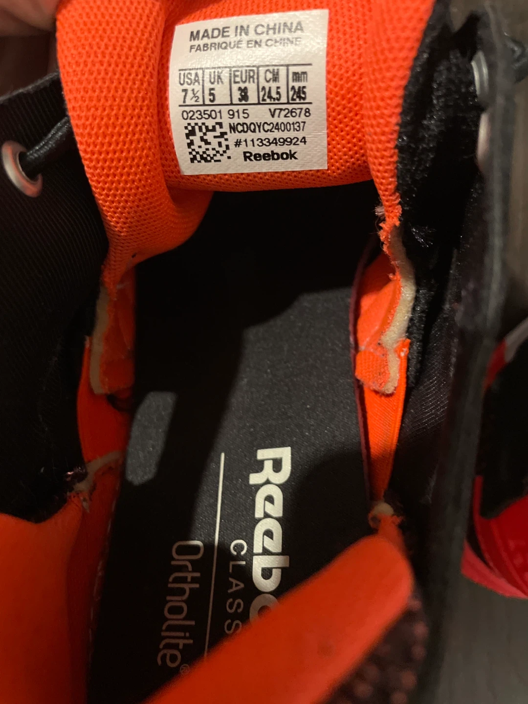 Reebok Classic Ortholite Sneakers Black/Orange - photo 2