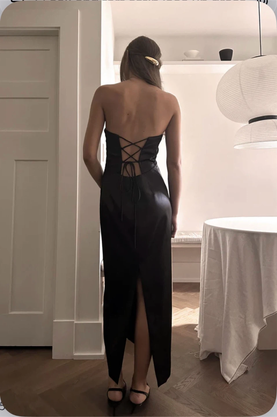 Oak + Fort Black Strapless Lace-Up Dress - photo 2