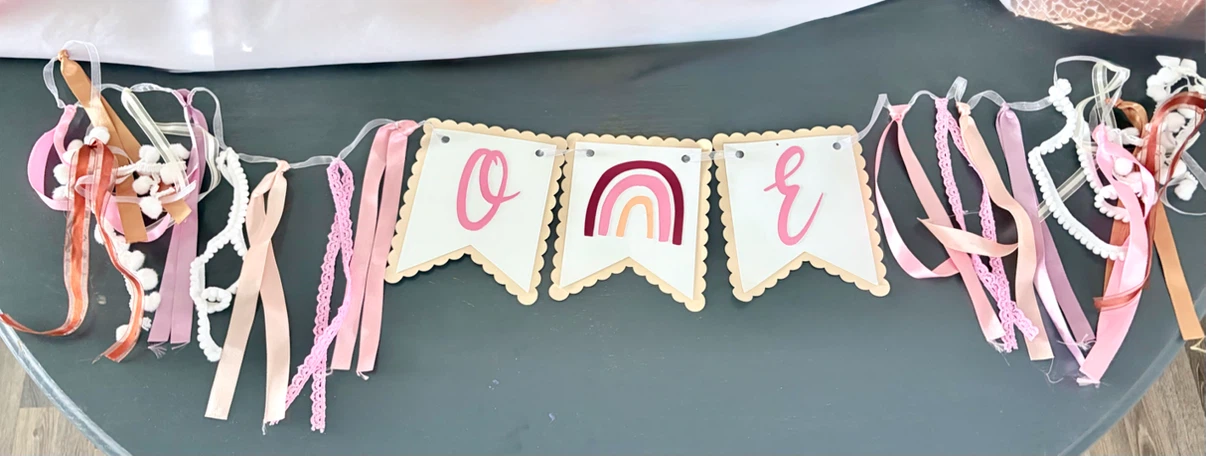 Boho Rainbow First Birthday Banner
