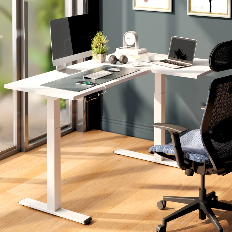 White L-Shaped Standing Desk