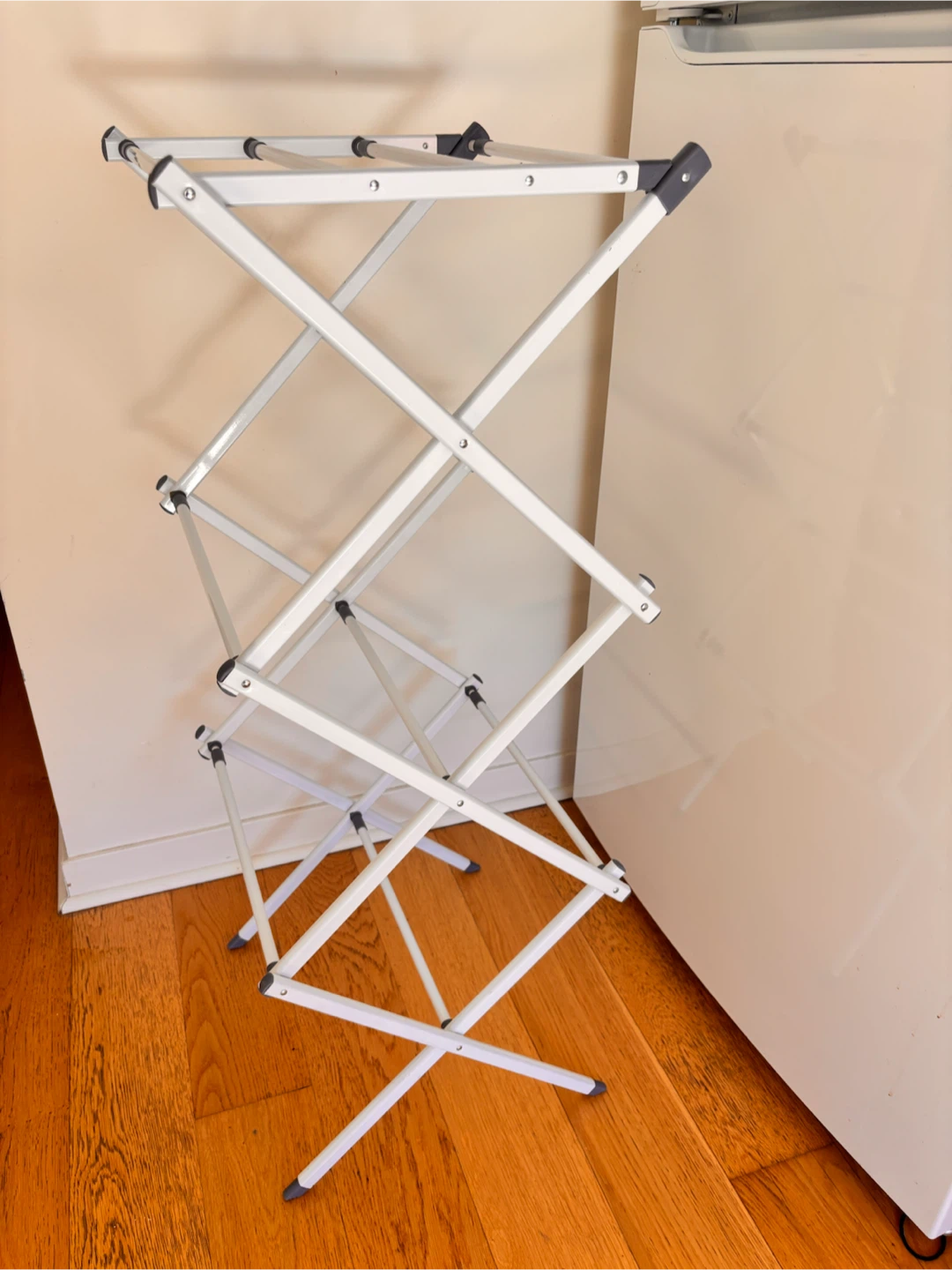 Collapsible White Clothes Drying Rack
