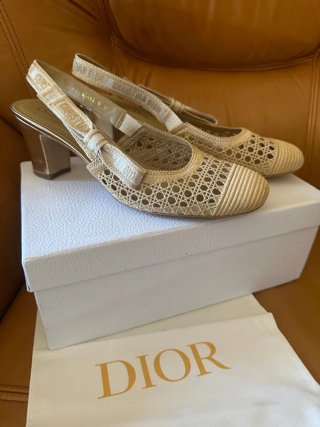 Dior-style women's slingbacks, size 39