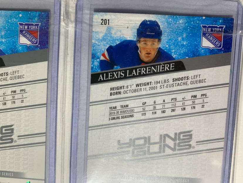 3 Alexis Lafrenière Young Guns Hockey Cards - photo 5