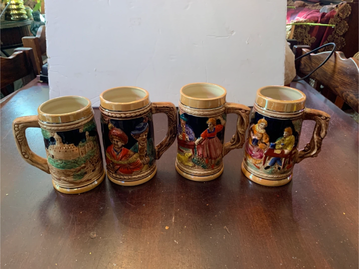 Vintage Ceramic German Beer Stein Set of 4 (made in Japan)