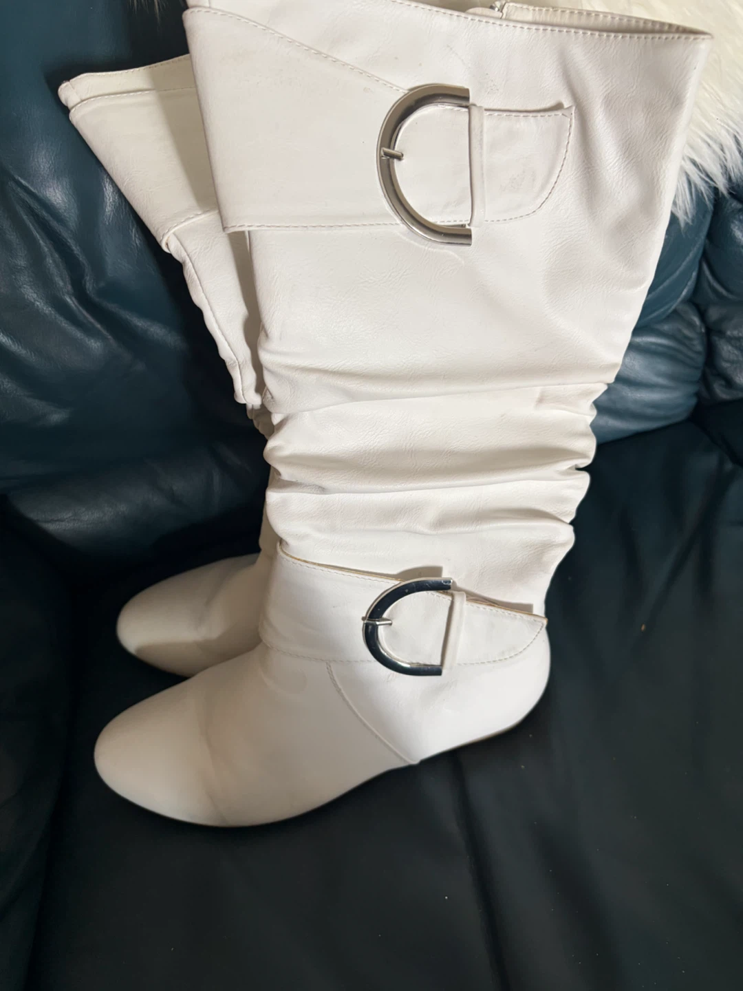 White Slouchy Boots Size 39