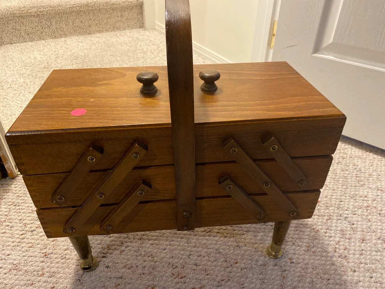 Vintage Wooden Accordion Sewing Box