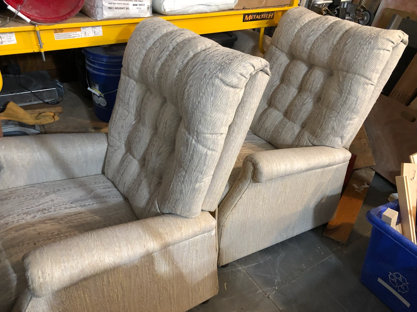 Set of Two Beige Recliner Chairs