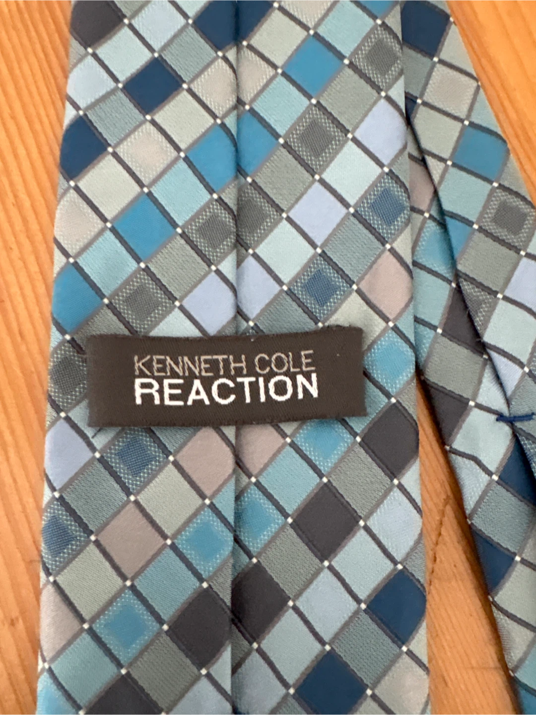 Kenneth Cole Reaction Blue Checkered Silk Tie - photo 2