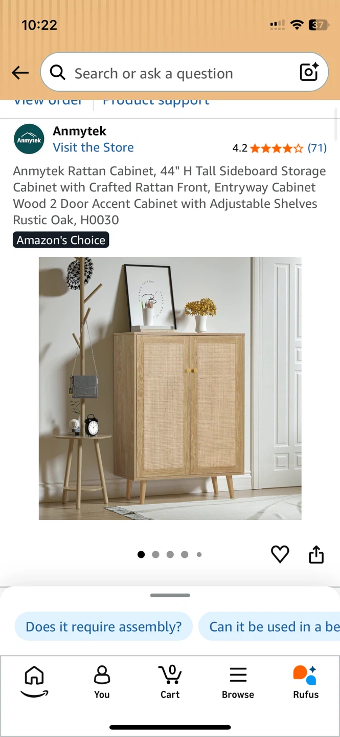 Anmytek Rattan Wood Sideboard Cabinet - photo 3