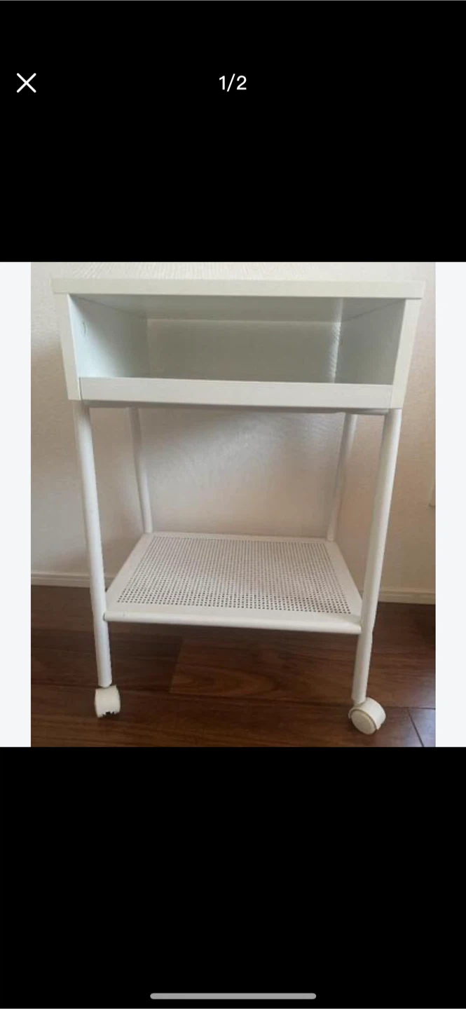 IKEA white rolling side table