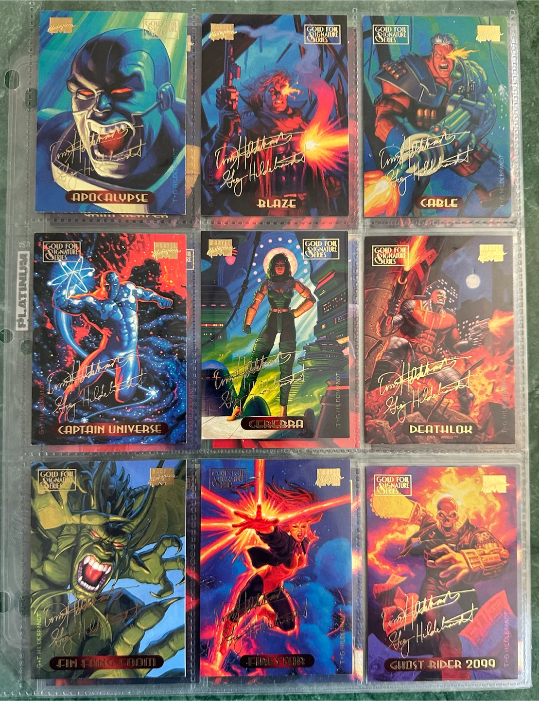 1994 Marvel Masterpieces Gold Foil Signature Series Cards