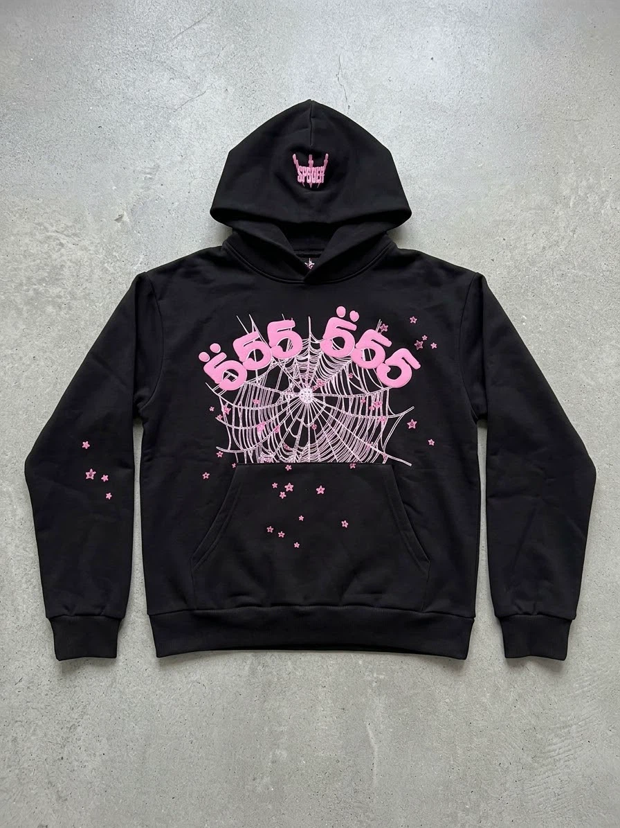 Sp5der 555 Hoodie Black Pink