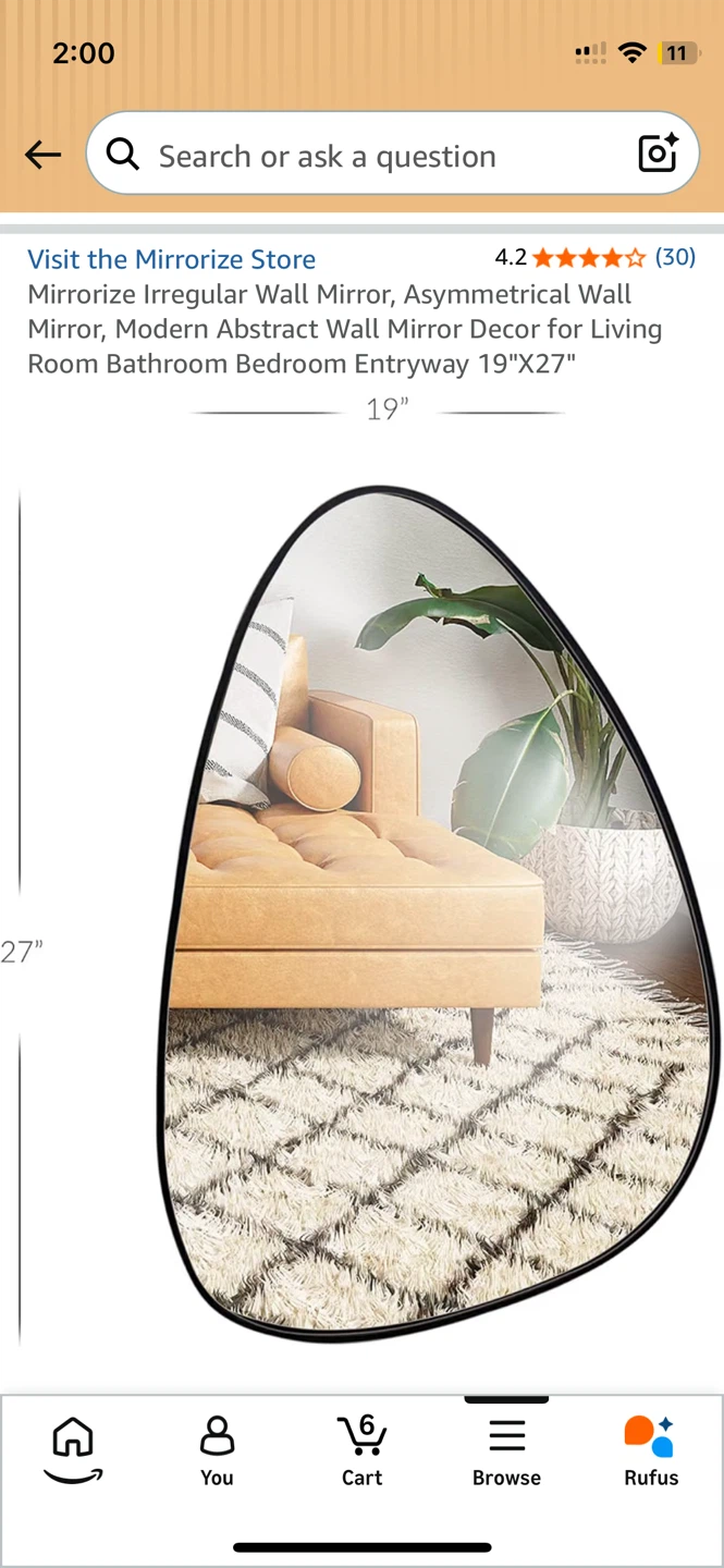 Asymmetrical Wall Mirror( set of 2)