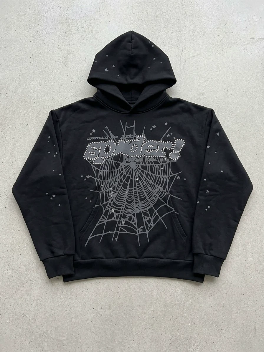 SP5DER Black Rhinestone Hoodie
