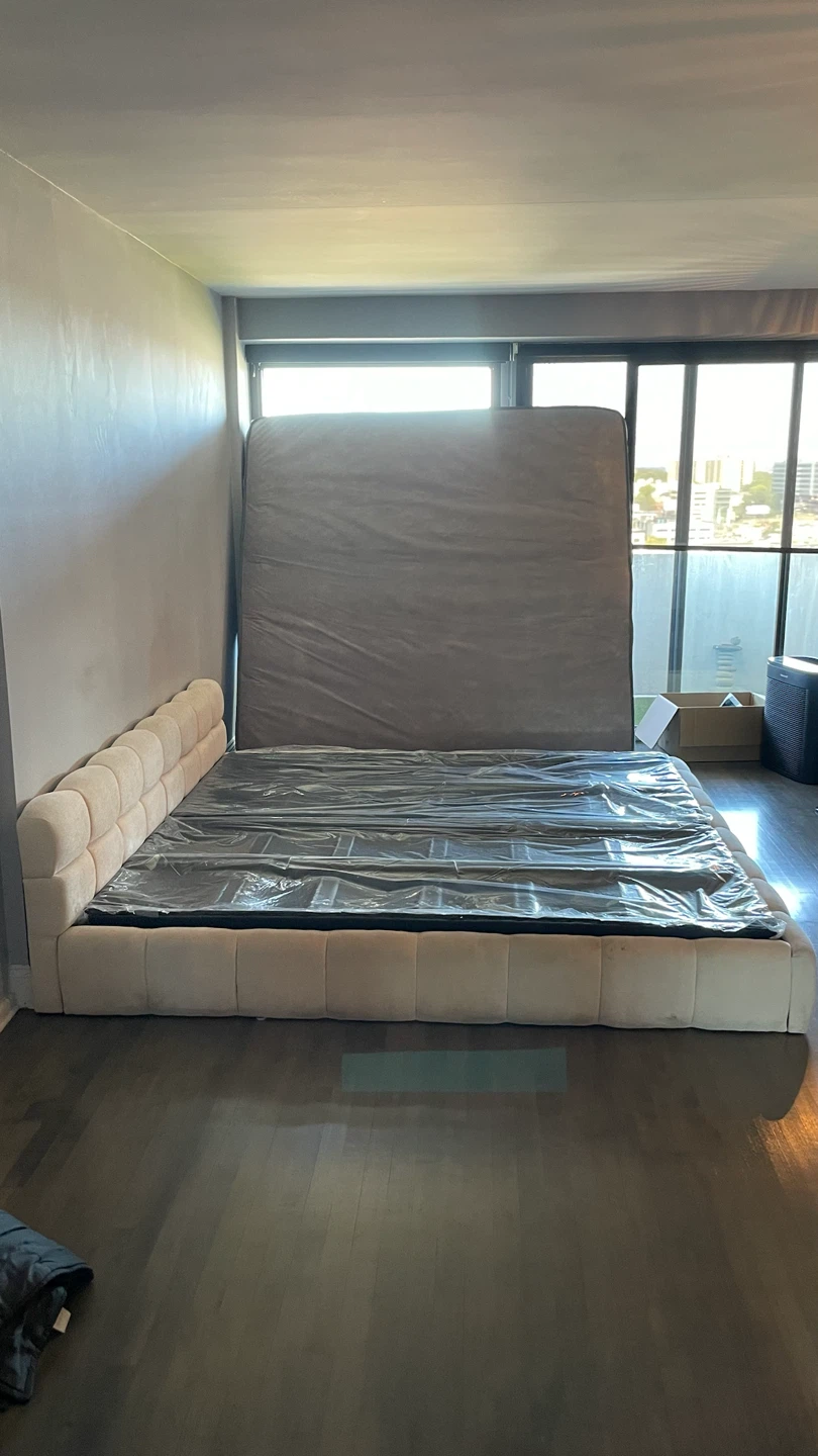 King Size Tufted Bed Frame + Box Spring $300 - photo 2