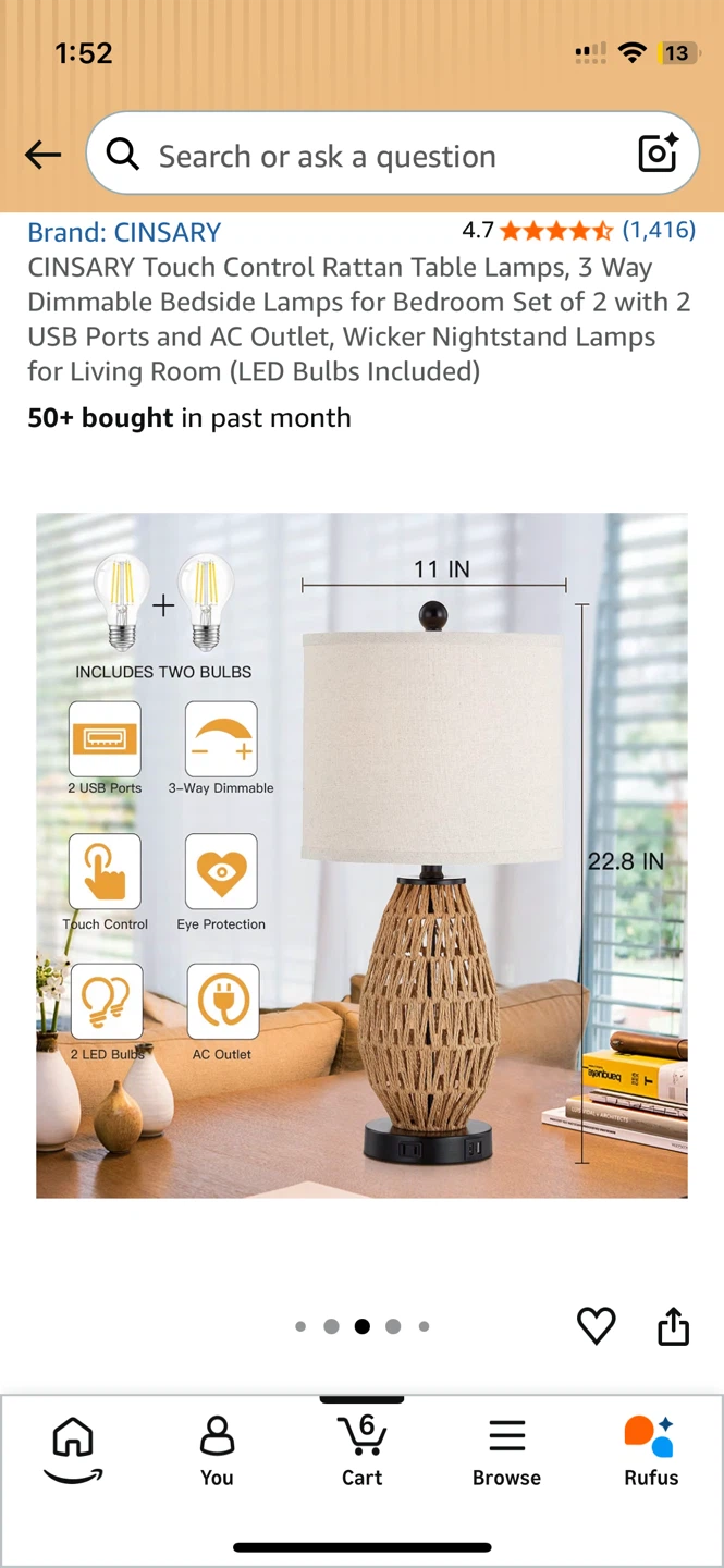 Rattan Table Lamps - Set of 2