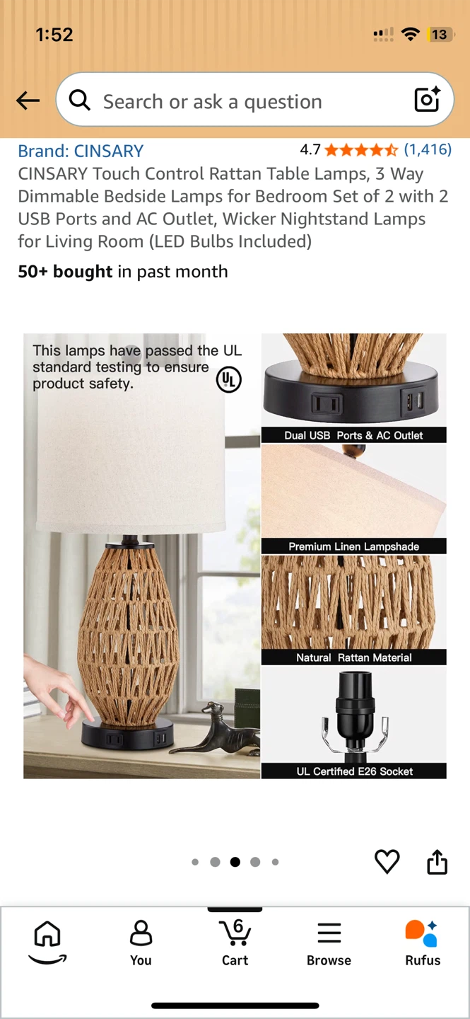 Rattan Table Lamps - Set of 2 - photo 2