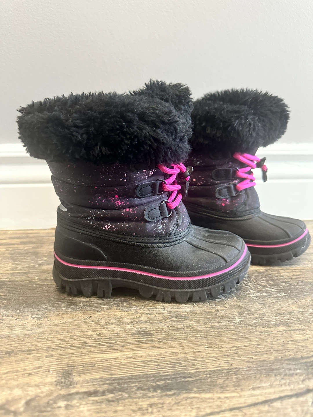 Toddler Girl Winter Boots Black and Pink - Size 8 - photo 2