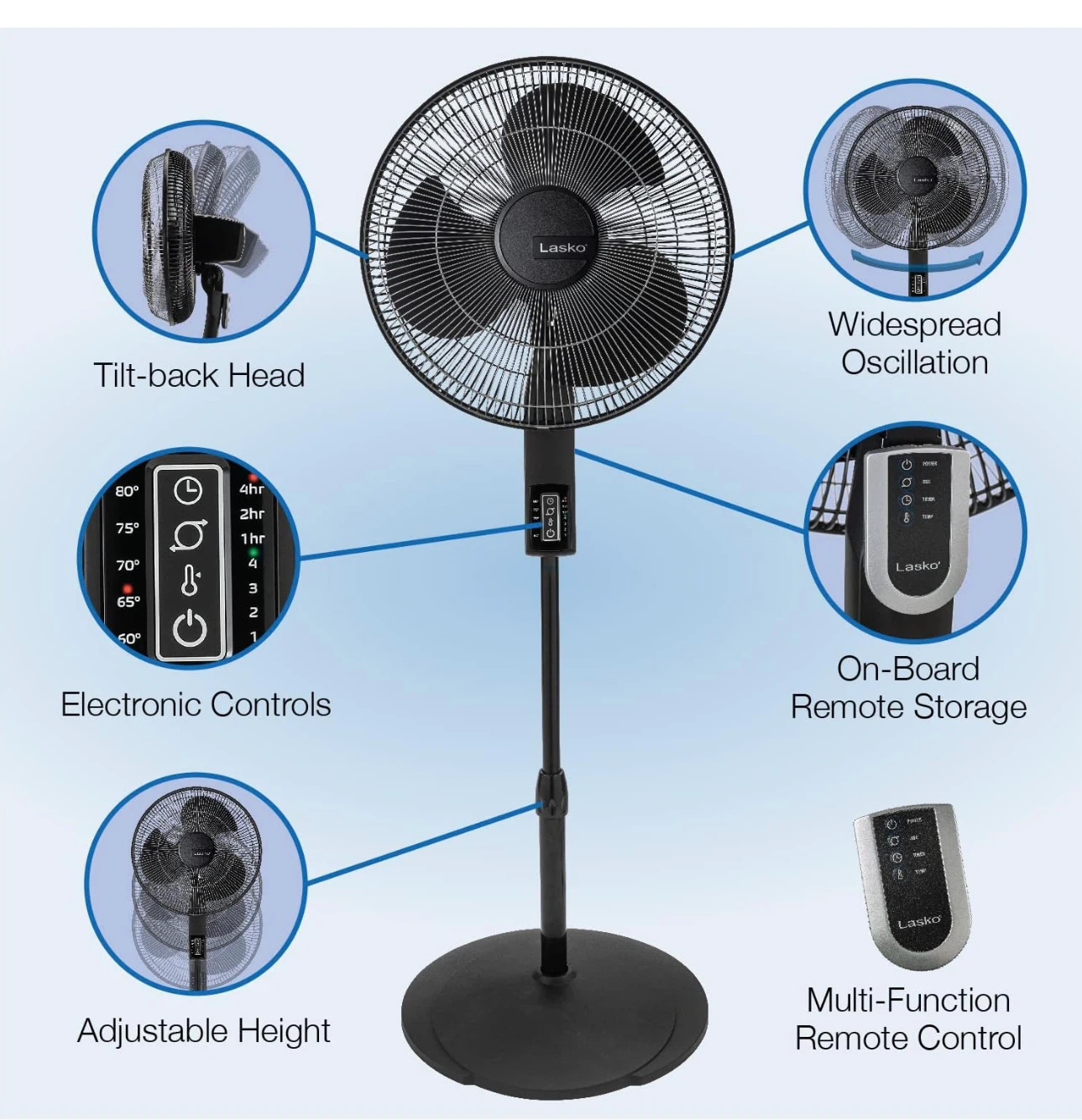 Lasko tilt-back oscillating pedestal fan - photo 5