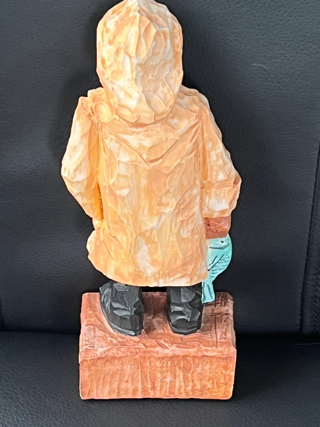 Hand-Carved Wooden Fisherman Figurine - photo 2