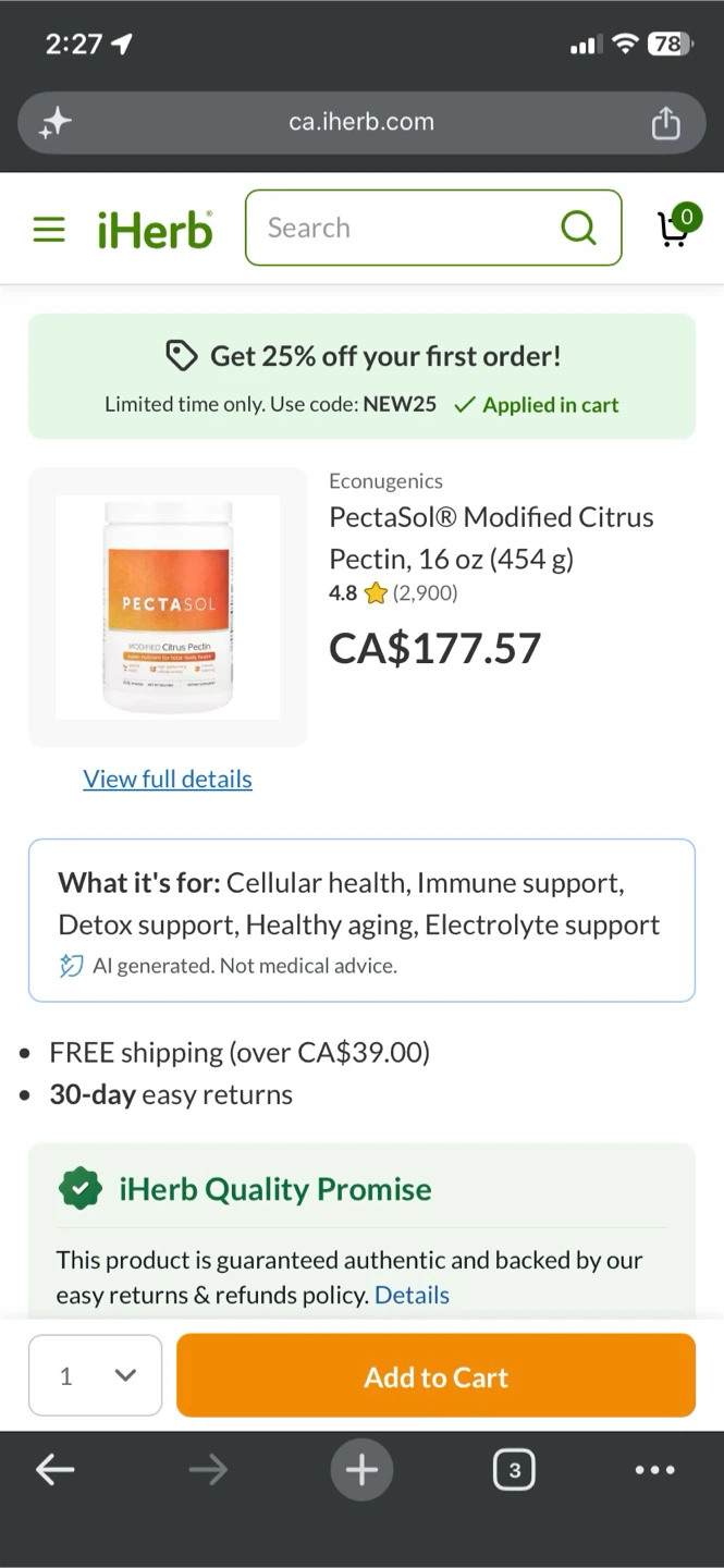 Econugenics Pectasol Modified Citrus Pectin 454g - photo 2