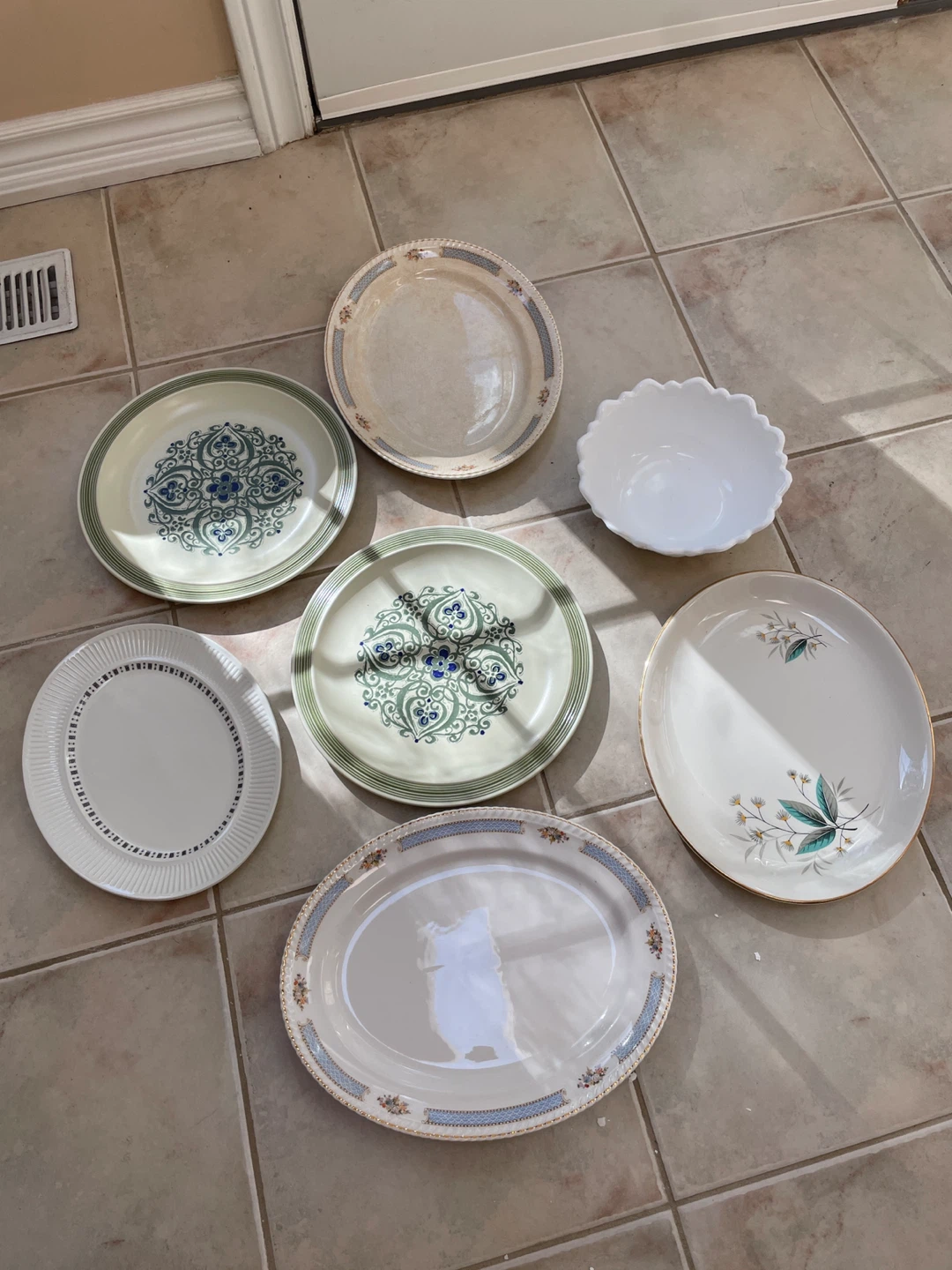Assorted Vintage Serving Platters and Bowl