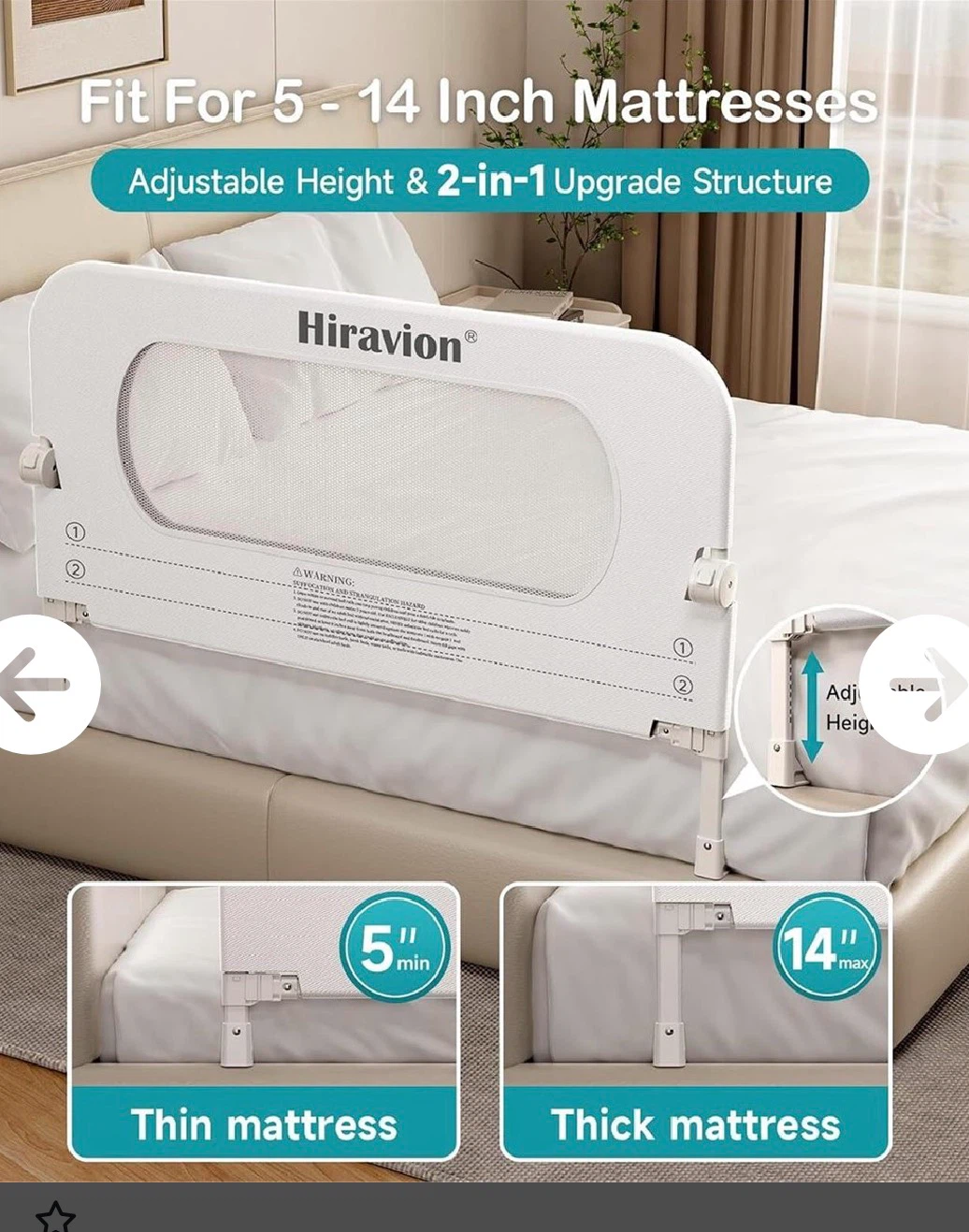 Hiravion Foldable Bed Rail for Toddlers - photo 3