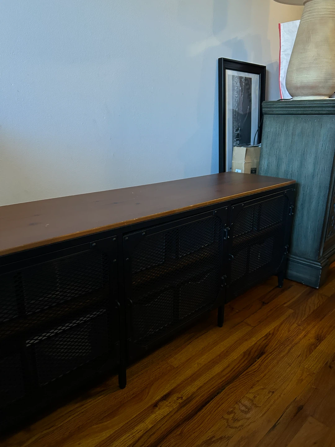 Industrial style metal and wood media console - photo 2