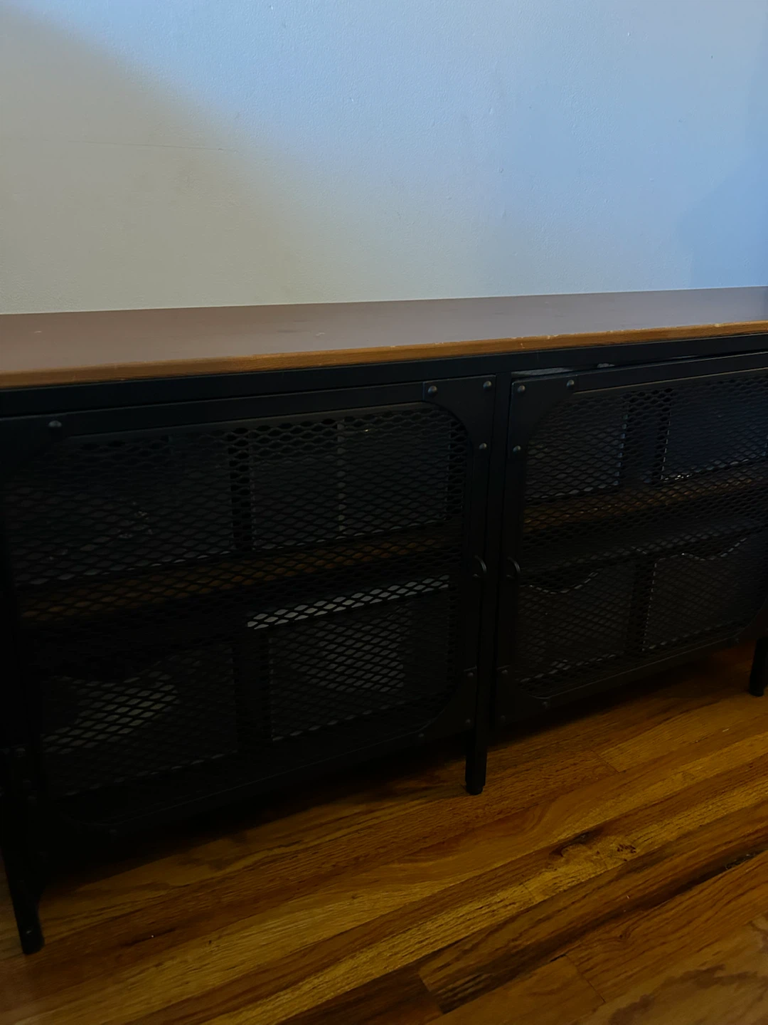 Industrial style metal and wood media console - photo 4
