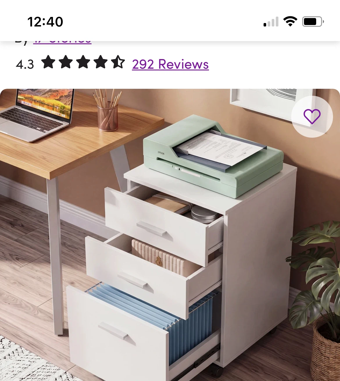 Mobile 3-Drawer Filing Cabinet