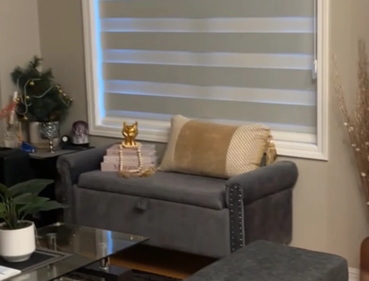 Grey Velvet Upholstered Storage Bench