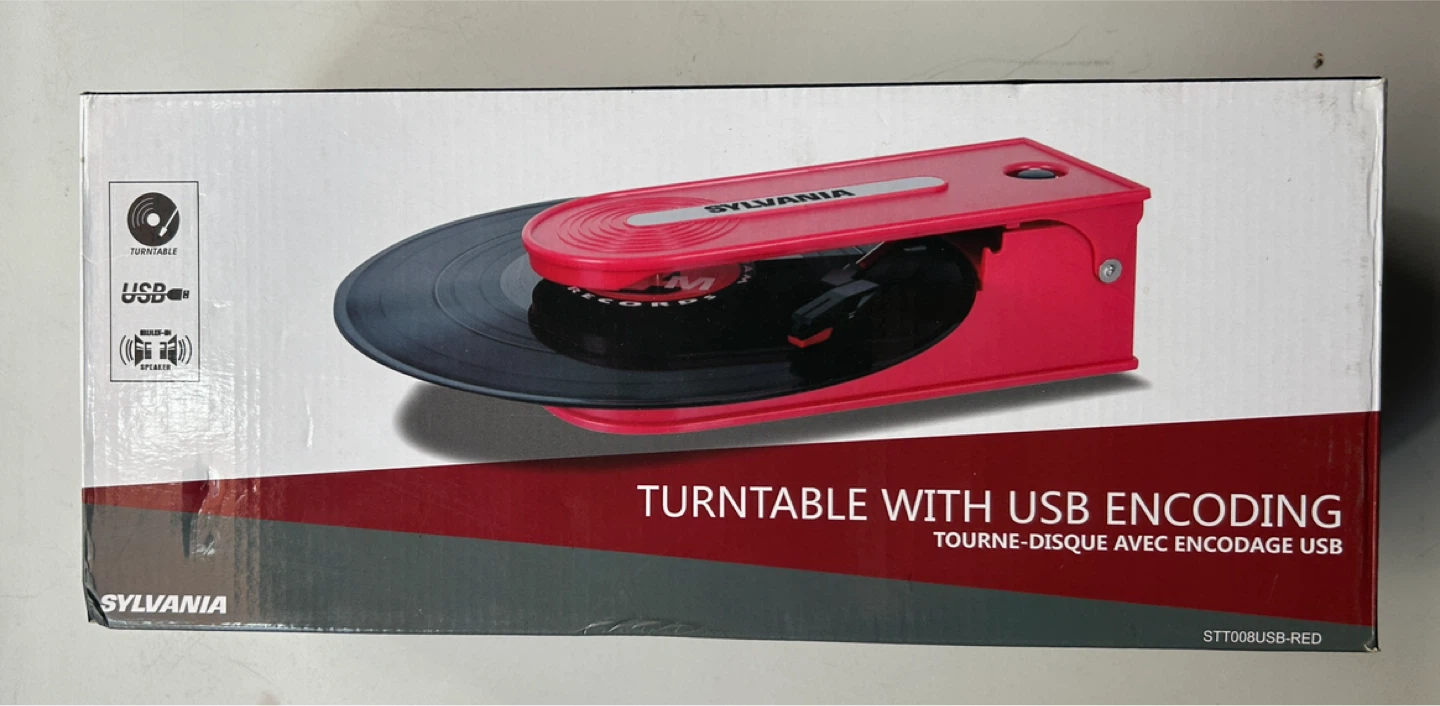 Sylvania Turntable with USB Encoding Red