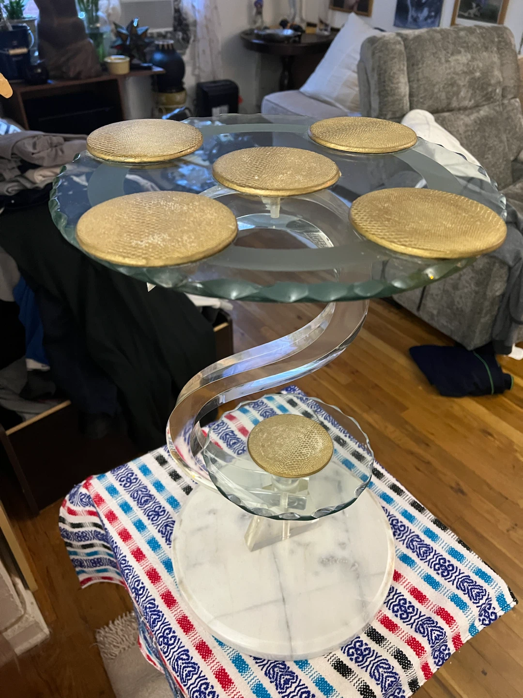 Tiered Glass and Marble Display Stand