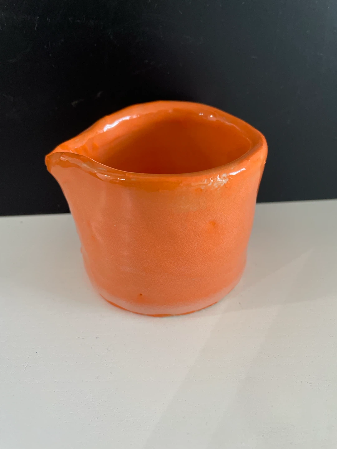 Handmade Orange Ceramic Creamer - photo 2