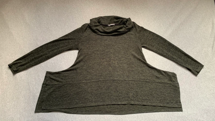 Suzy Shier Cowl Neck Olive Green Long Sleeve Top - Size XL