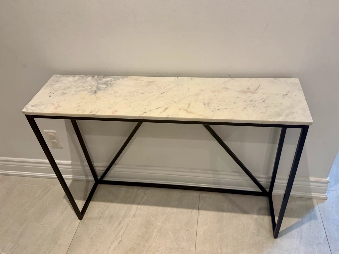 Ultra-Slim White Marble Top Console / Entryway Table