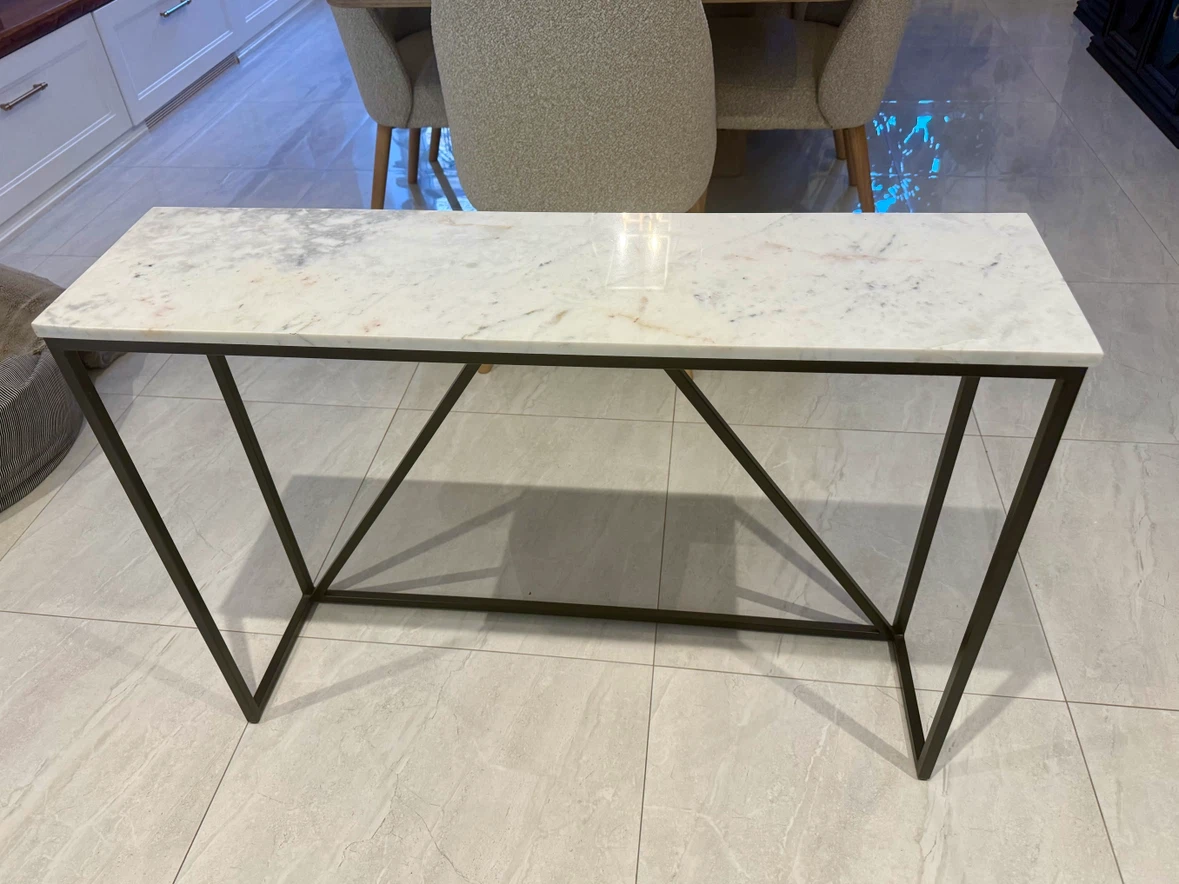 Ultra-Slim White Marble Top Console / Entryway Table - photo 2