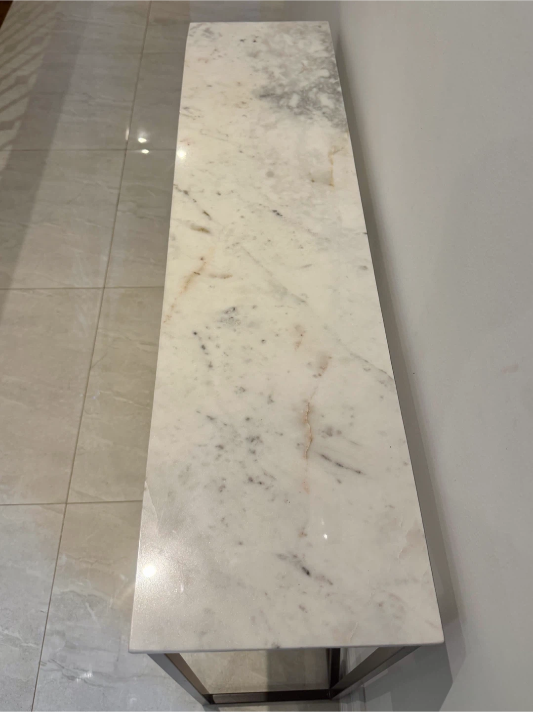 Ultra-Slim White Marble Top Console / Entryway Table - photo 3