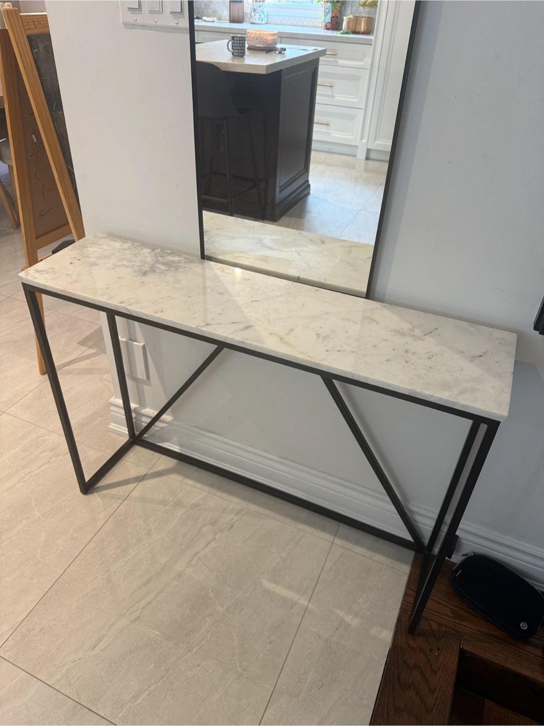 Ultra-Slim White Marble Top Console / Entryway Table - photo 4