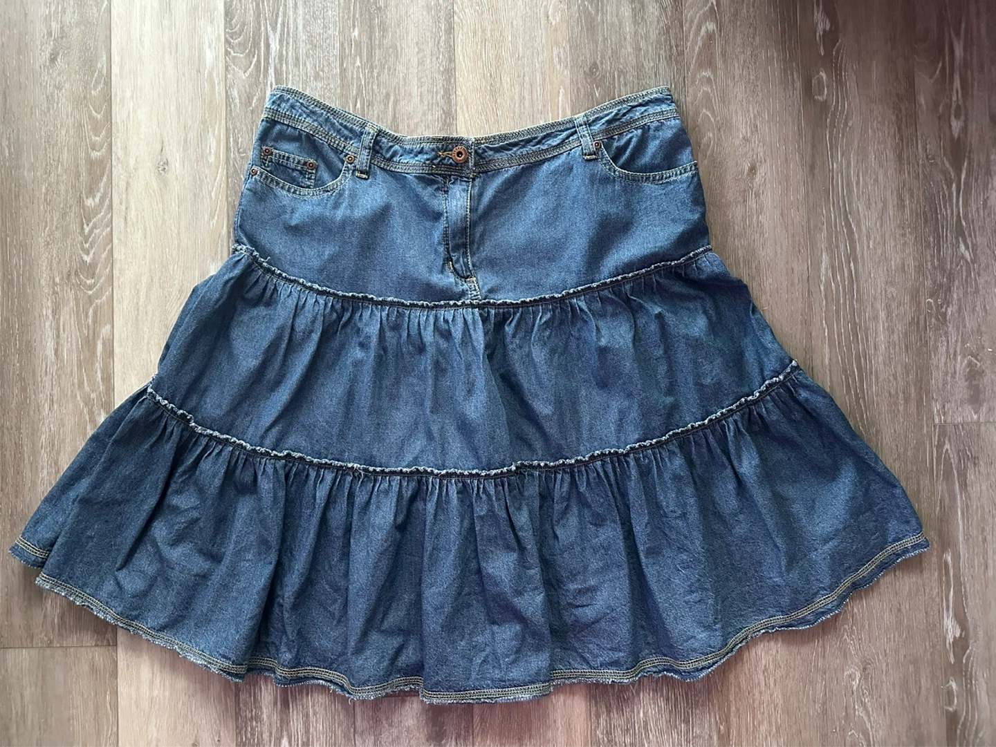 Vintage 725 Originals tiered denim skirt