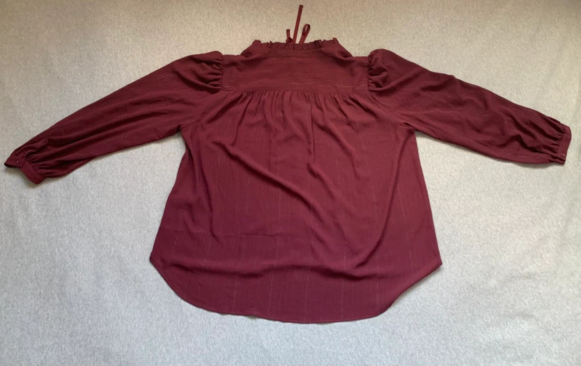 DKNY Burgundy Ruffled Blouse - Size XL - photo 2