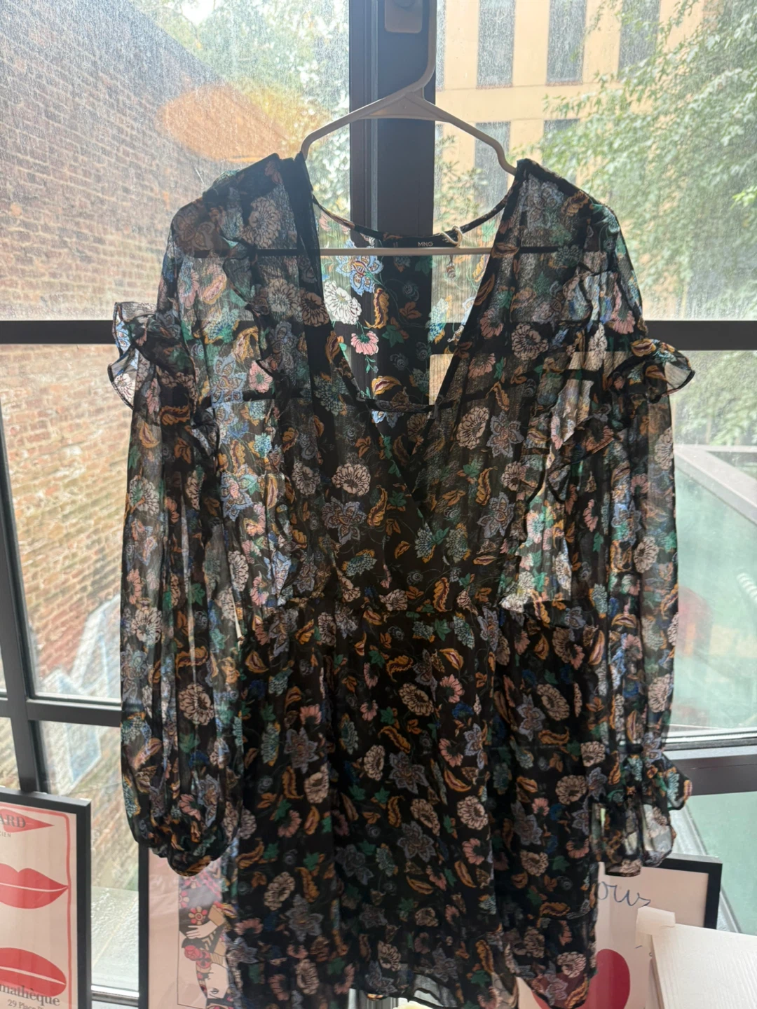 MNG Floral Long Sleeve Dress medium