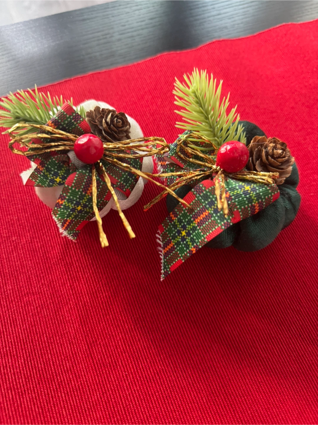 Two Decorative Fabric Pumpkins