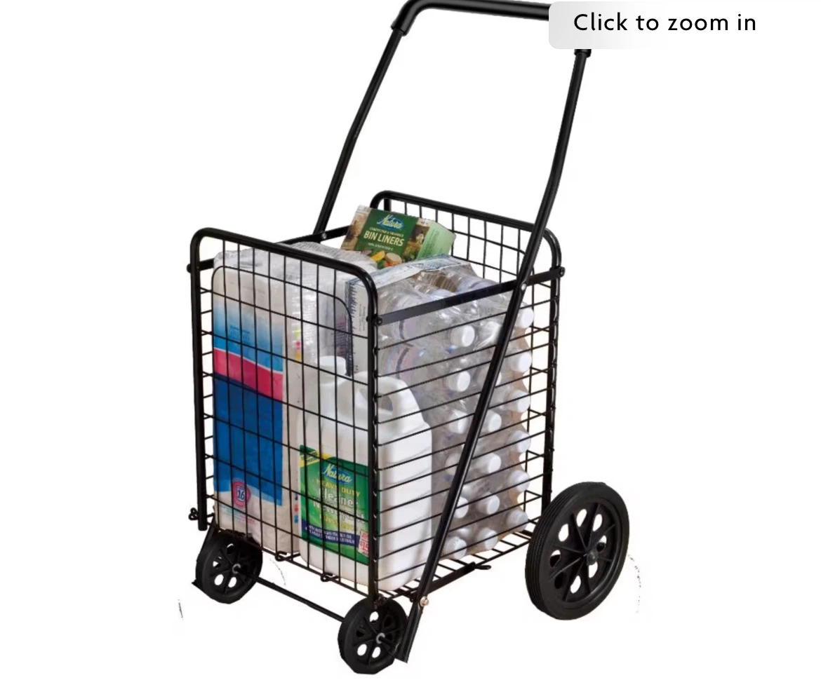 Black Metal Rolling Grocery Cart