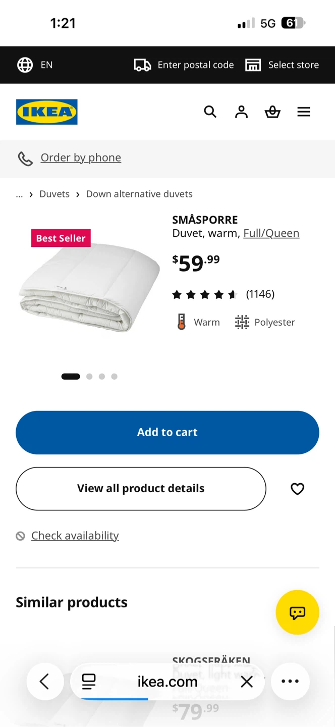 IKEA SMÅSPORRE Warm Duvet Full/Queen