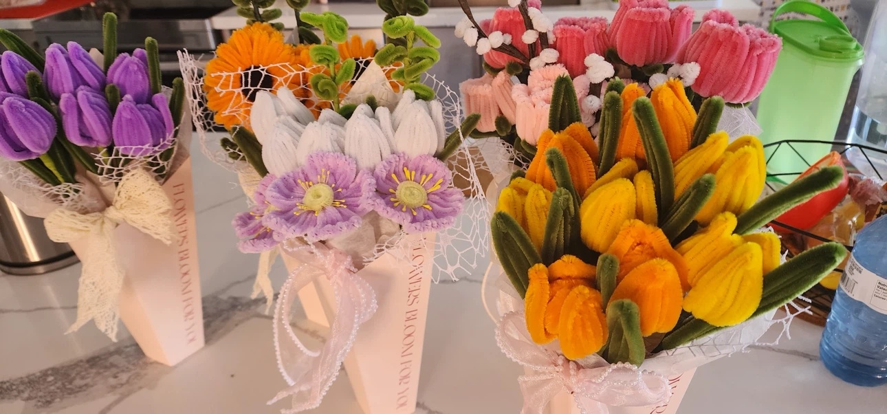 Handmade Pipe Cleaner Flower Bouquets