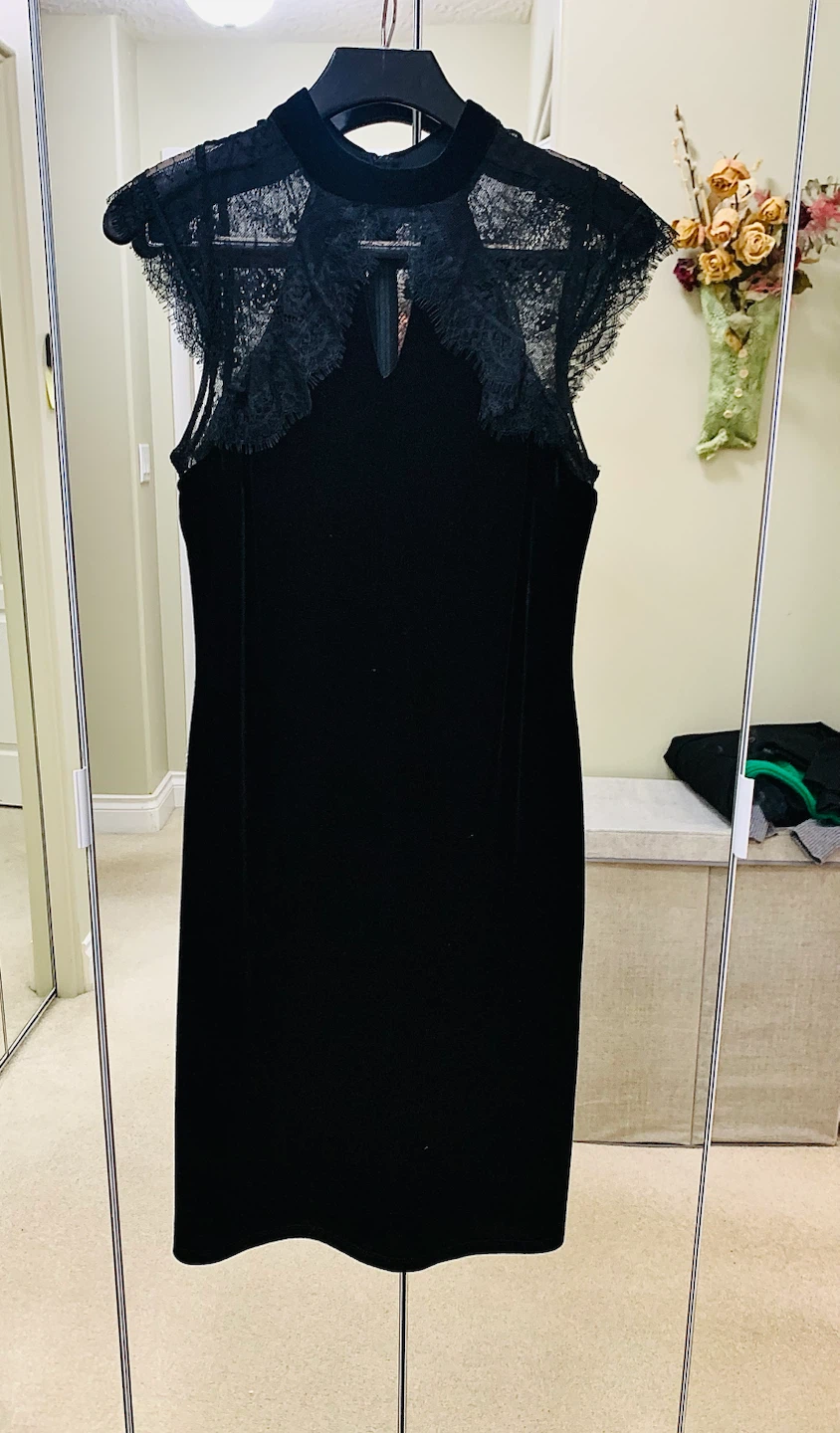 Frank Lyman Black Velvet Lace Dress