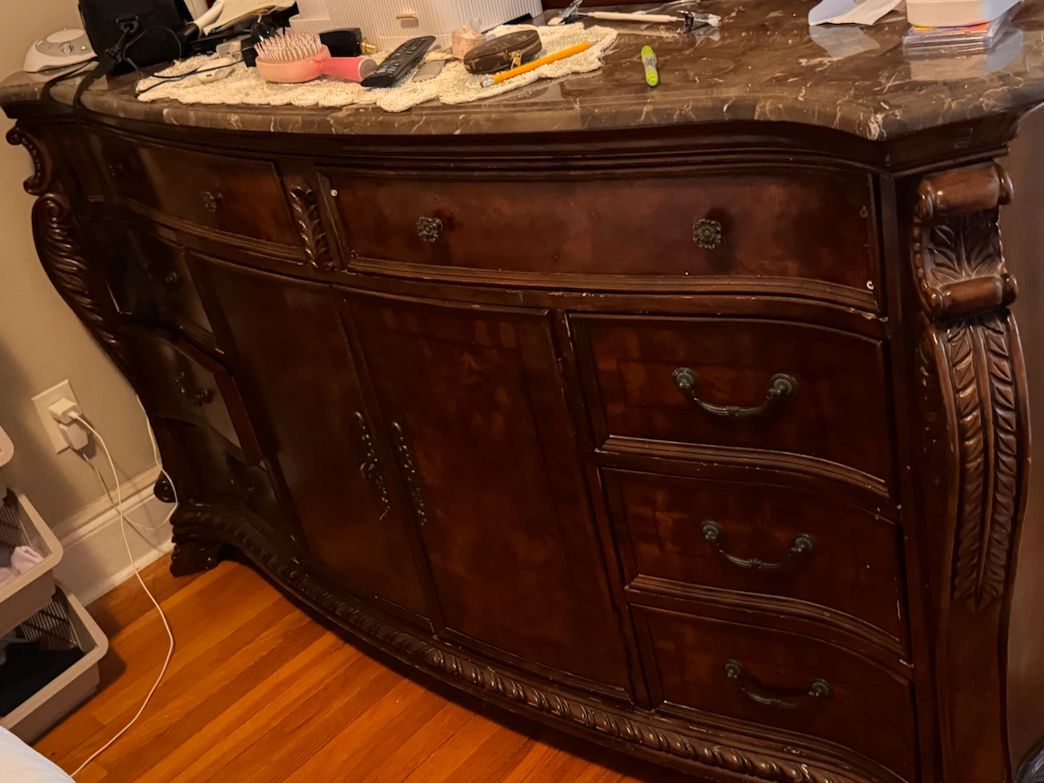 Traditional Wood Dresser with Stone Top