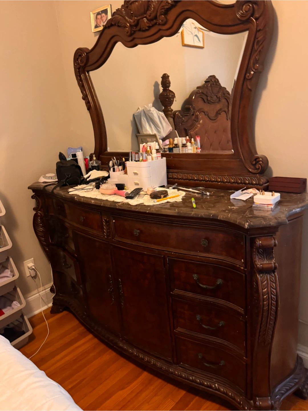 Traditional Wood Dresser with Stone Top - photo 2