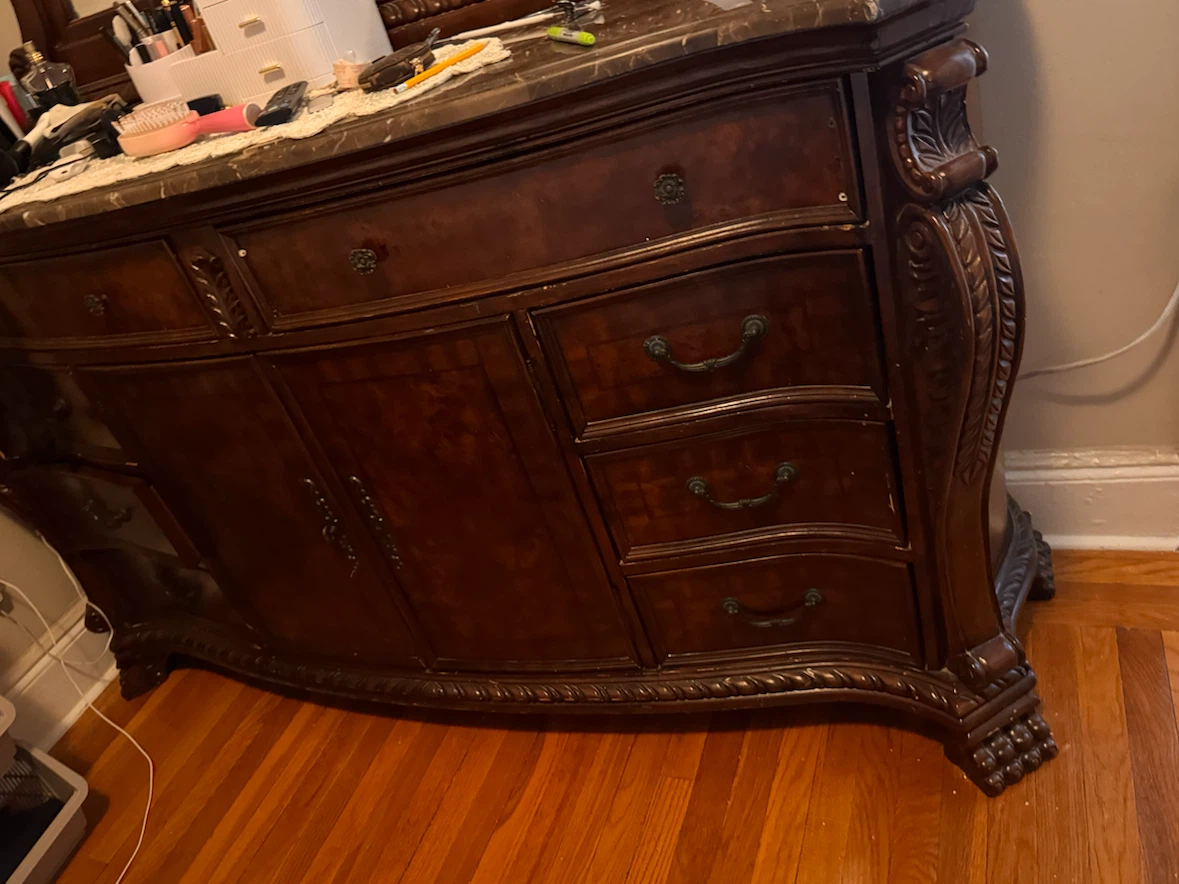 Traditional Wood Dresser with Stone Top - photo 3